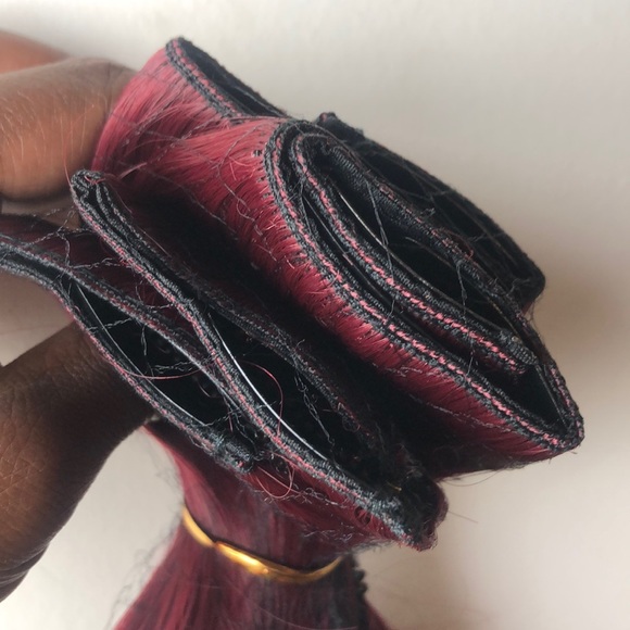 24” CURLY WINE RED 280 GRAMS 4 PEICE CLIP INS NWT - Picture 6 of 8